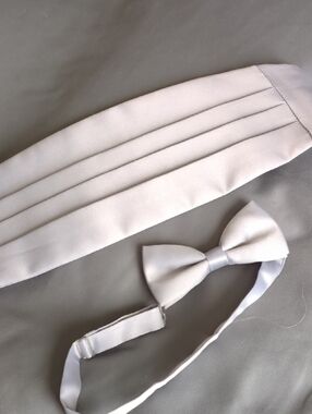 Silver Cumberbun And Matching Tie